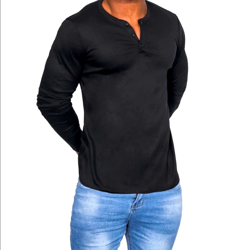 Jed North Black Henley Shirt- Very Good Condition